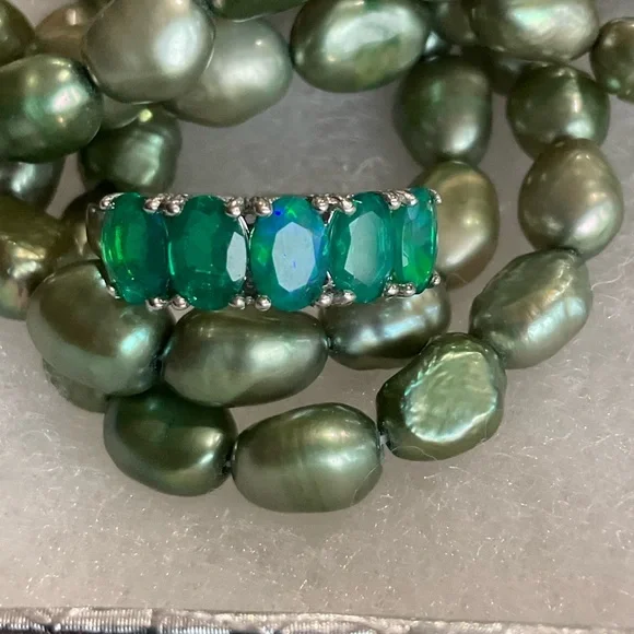 Genuine Ethiopian OPAL STERLING Silver Ring SIZE 6.5 - Picture 9 of 12